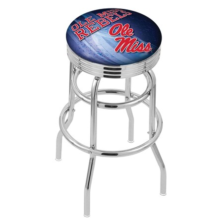 Holland Bar Stool Co 30" Chrome 2-Ring Ole' Miss Swivel Bar Stool, Accent Ring L7C3C30MssppU-D2